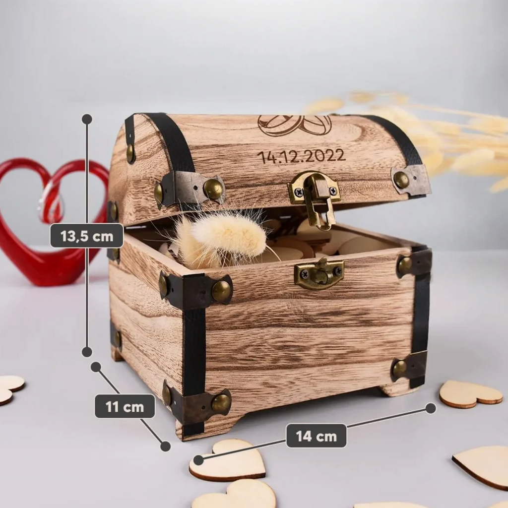Personalized Wooden Treasure Chest – Wedding & Engagement Gift