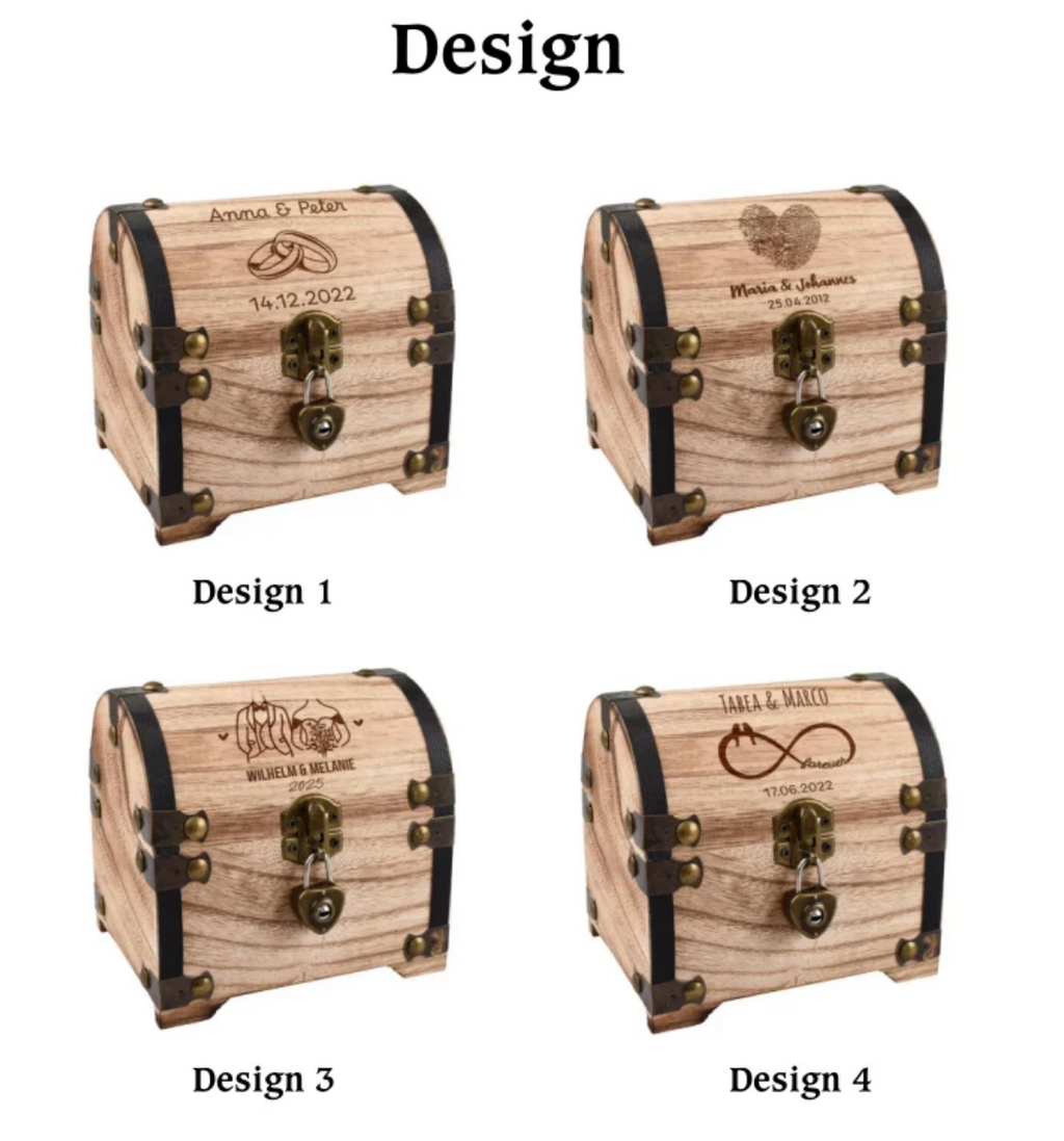 Personalized Wooden Treasure Chest – Wedding & Engagement Gift