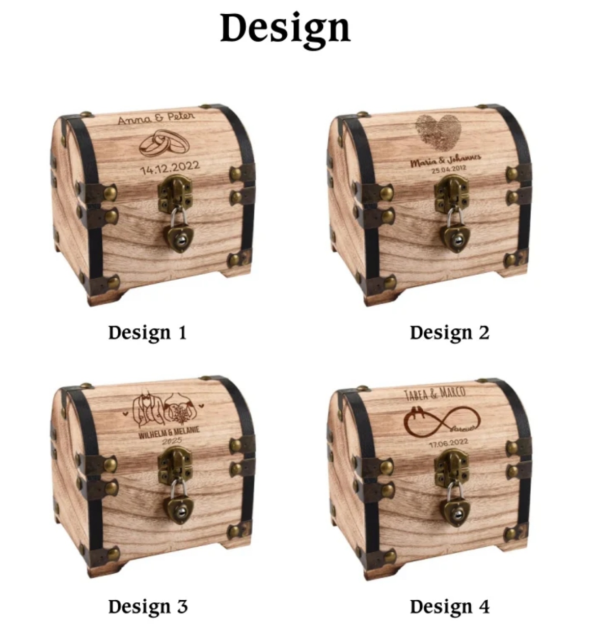 Personalized Wooden Treasure Chest – Wedding & Engagement Gift